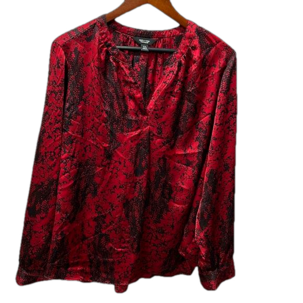 Simply Vera Verawang  red and black blouse long sleeve size XXL GUC